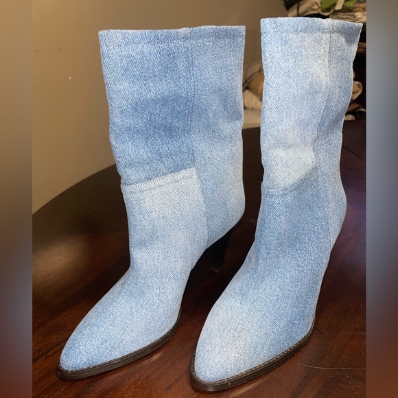 ISABEL MARANT Rouxa Denim Slouchy Boots Women's Light Blue - Picture 3 of 3
